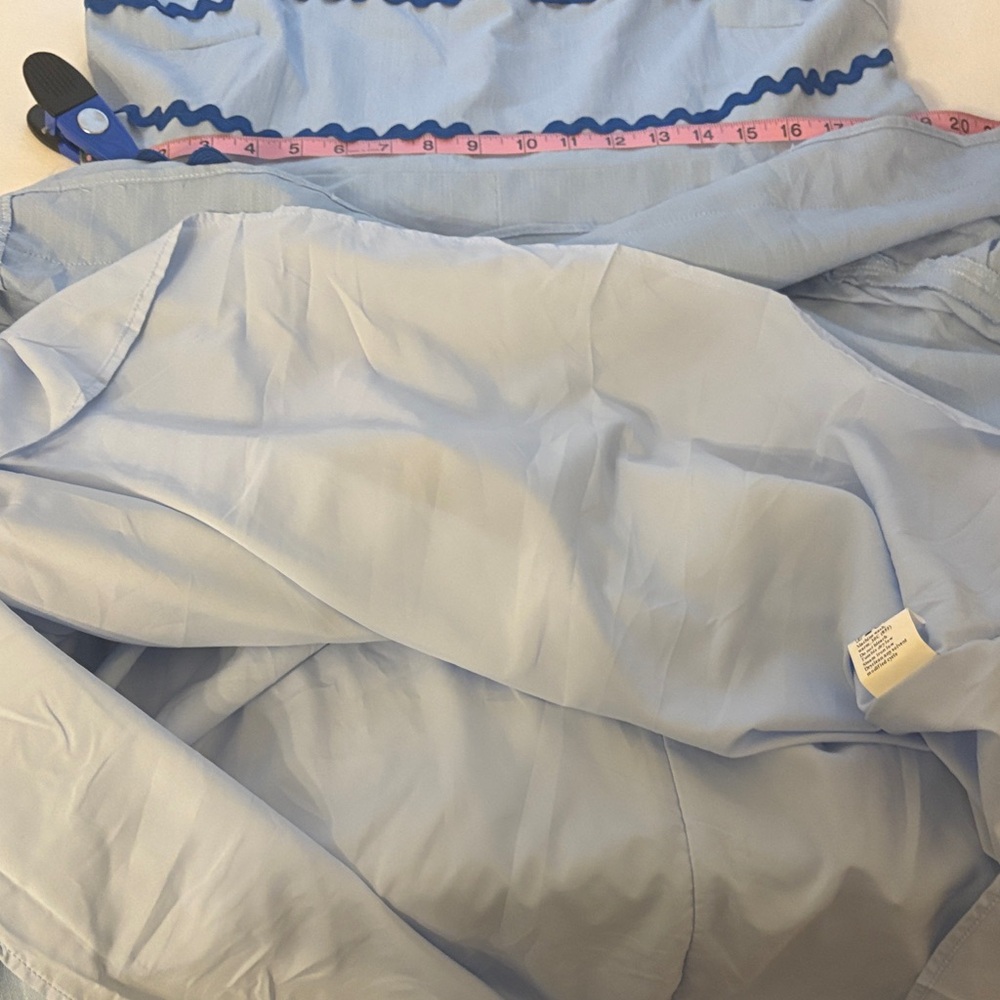 Light Blue Maxi Sundress with Navy Trim - Picture 13 of 14